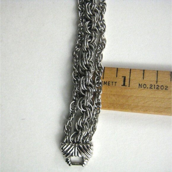 Goldette NY Vintage Bracelet 8 In Silvertone Chain Multistrand Jewelry - Picture 5 of 5